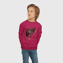 Свитшот хлопковый детский Австралийская пастушья лошадь, цвет: маджента — фото 2