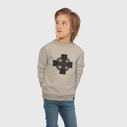 Свитшот хлопковый детский Кельтский крест, цвет: миндальный — фото 2