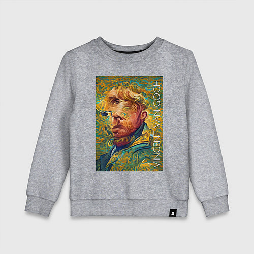 Детский свитшот Abstract Vincent van Gogh - surrealism self-portra / Меланж – фото 1
