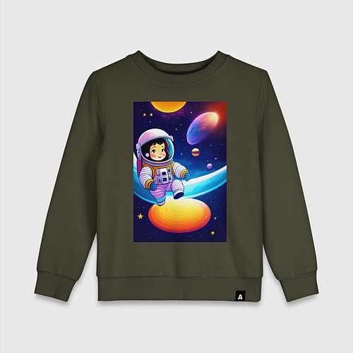Детский свитшот Мультяшный астронавт / Хаки – фото 1