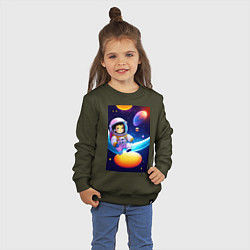 Свитшот хлопковый детский Мультяшный астронавт, цвет: хаки — фото 2