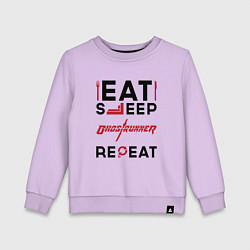 Свитшот хлопковый детский Надпись: eat sleep Ghostrunner repeat, цвет: лаванда