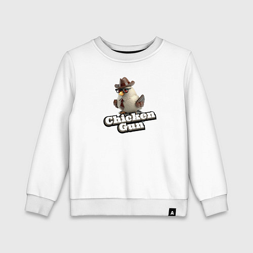 Детский свитшот Chicken Gun illustration / Белый – фото 1