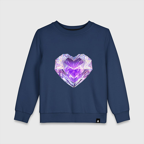 Детский свитшот Хрустальное сиреневое сердце / Тёмно-синий – фото 1