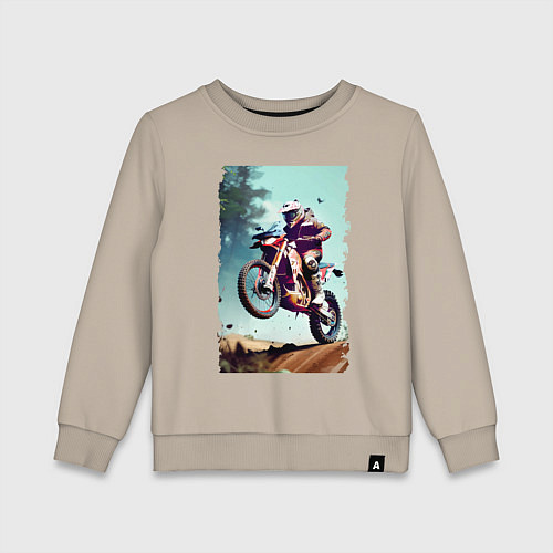 Детский свитшот Мотокросс - экстрим / Миндальный – фото 1