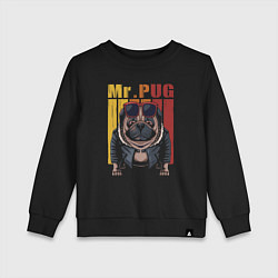 Свитшот хлопковый детский Mr pug, цвет: черный