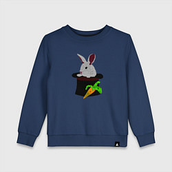Свитшот хлопковый детский Кролик с морковкой в цилиндре, цвет: тёмно-синий