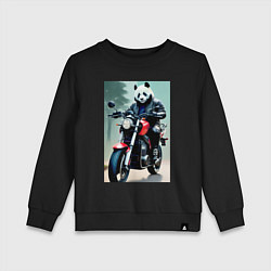 Свитшот хлопковый детский Panda - cool biker, цвет: черный