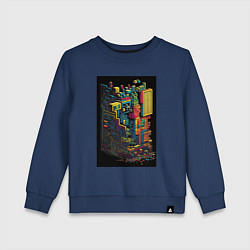 Свитшот хлопковый детский Тетрис абстракт, цвет: тёмно-синий