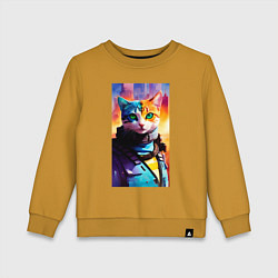 Детский свитшот Забавный котик - киберпанк