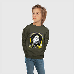 Свитшот хлопковый детский Bob Marley Digital Art, цвет: хаки — фото 2