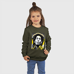 Свитшот хлопковый детский Bob Marley Digital Art, цвет: хаки — фото 2