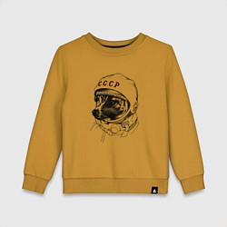 Свитшот хлопковый детский Пёсик астронавт - ссср, цвет: горчичный