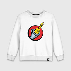 Свитшот хлопковый детский Chicken gun логотип, цвет: белый
