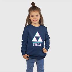 Свитшот хлопковый детский Zelda в стиле glitch и баги графики, цвет: тёмно-синий — фото 2