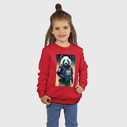 Свитшот хлопковый детский Крутой панда - киберпанк, цвет: красный — фото 2