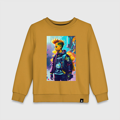 Детский свитшот Барт Симпсон - городская фантазия / Горчичный – фото 1