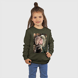 Свитшот хлопковый детский Ким ТеХён, цвет: хаки — фото 2