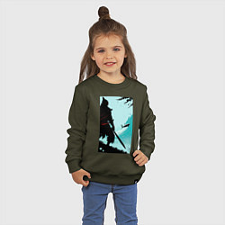 Свитшот хлопковый детский Самурай и акула, цвет: хаки — фото 2