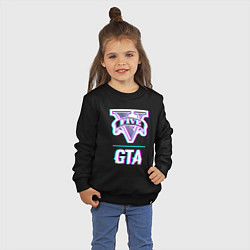 Свитшот хлопковый детский GTA в стиле glitch и баги графики, цвет: черный — фото 2