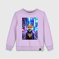Свитшот хлопковый детский Fox in New York - urban style, цвет: лаванда