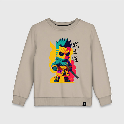 Детский свитшот Bart Simpson - samurai - bushido / Миндальный – фото 1