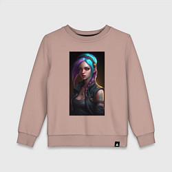 Свитшот хлопковый детский Jinx arcane league of legends, цвет: пыльно-розовый