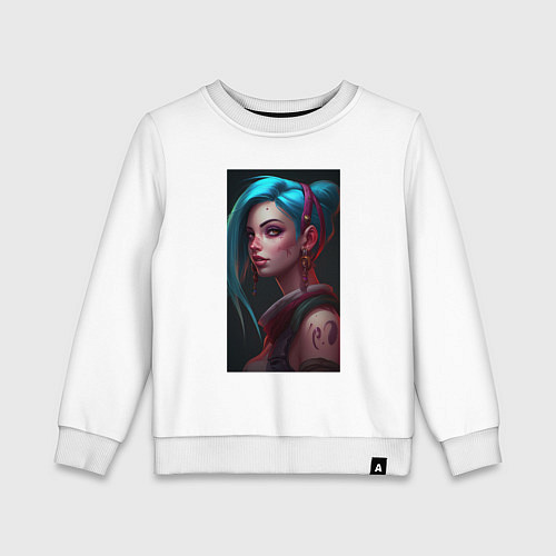 Детский свитшот Jinx art Arcane League of Legends / Белый – фото 1