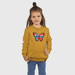 Свитшот хлопковый детский Норвегия бабочка, цвет: горчичный — фото 2
