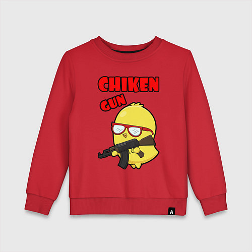 Детский свитшот Chicken machine gun / Красный – фото 1