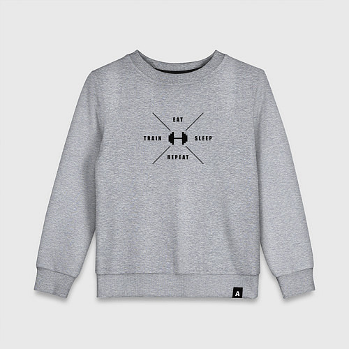 Детский свитшот Тренируйся, ешь, спи и повтори / Меланж – фото 1