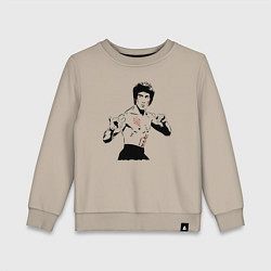Свитшот хлопковый детский Брюс Ли в крови, цвет: миндальный