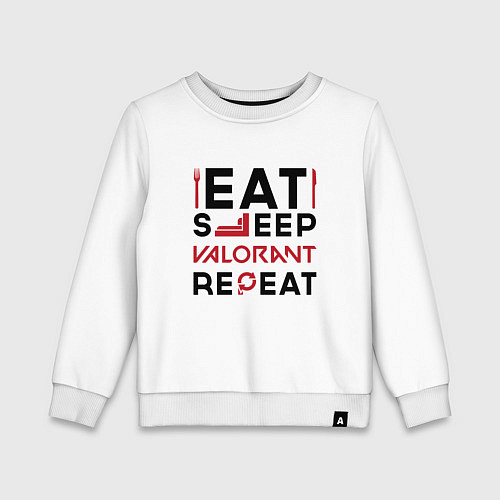 Детский свитшот Надпись: eat sleep Valorant repeat / Белый – фото 1