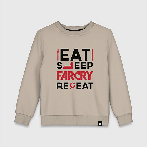 Детский свитшот Надпись: eat sleep Far Cry repeat / Миндальный – фото 1