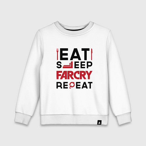 Детский свитшот Надпись: eat sleep Far Cry repeat / Белый – фото 1