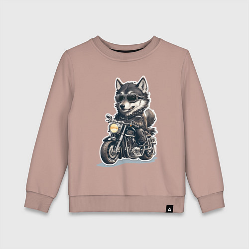 Детский свитшот Волчья сила на двух колесах / Пыльно-розовый – фото 1