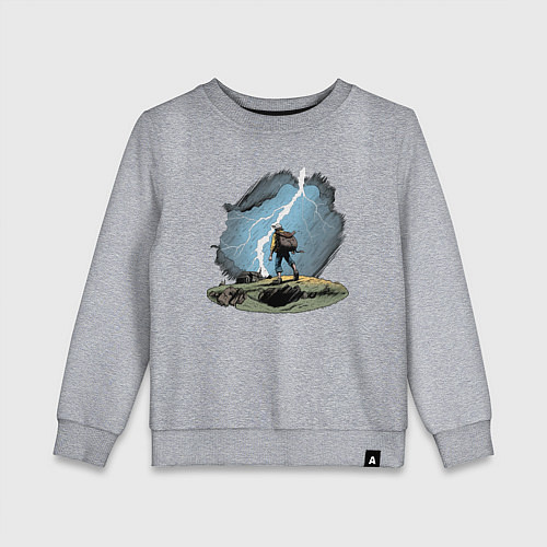 Детский свитшот Дурак на холме ловит молнию / Меланж – фото 1