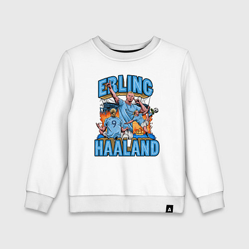 Детский свитшот Эрлинг Холанд Манчестер Сити 9 / Белый – фото 1