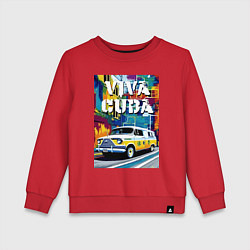 Свитшот хлопковый детский Viva Cuba - car - retro, цвет: красный