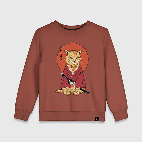 Детский свитшот Samurai kimono cat / Кирпичный – фото 1