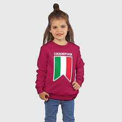 Свитшот хлопковый детский Италия чемпион, цвет: маджента — фото 2