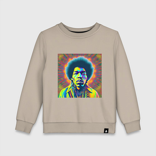 Детский свитшот Jimi Hendrix Magic Glitch Art / Миндальный – фото 1