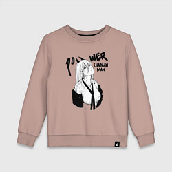 Свитшот хлопковый детский Power принт из аниме, цвет: пыльно-розовый