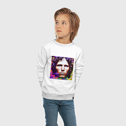 Свитшот хлопковый детский Jim Morrison Glitch 25 Digital Art, цвет: белый — фото 2