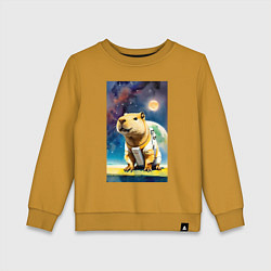 Детский свитшот Capybara brave astronaut - neural network