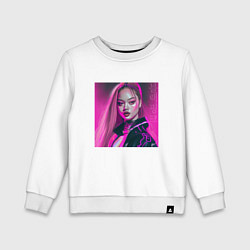 Свитшот хлопковый детский Blackpink Lisa аниме рисунок, цвет: белый