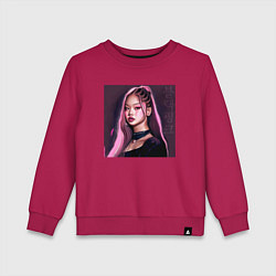 Свитшот хлопковый детский Blackpink Jennie аниме рисунок, цвет: маджента