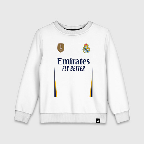 Детский свитшот Винисиус Жуниор ФК Реал Мадрид форма 2324 домашняя / Белый – фото 1