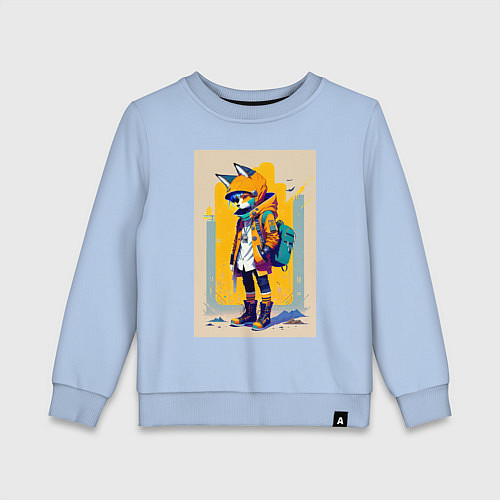 Детский свитшот Fox cub - urban style - neural network / Мягкое небо – фото 1