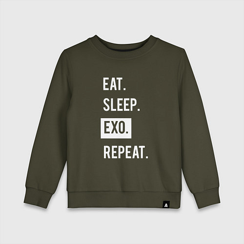 Детский свитшот Eat Sleep EXO Repeat / Хаки – фото 1